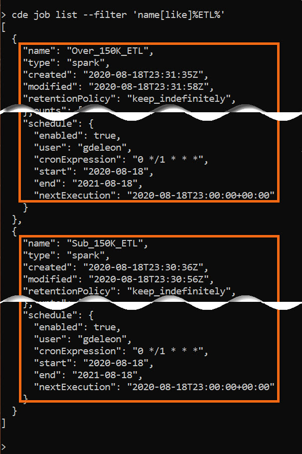 output-cde-cli-jobs-scheduled
